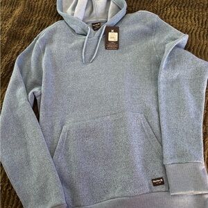 NWT Hurley Sky Blue Heathered Knit Hoodie Pullover Surf Sweatshirt